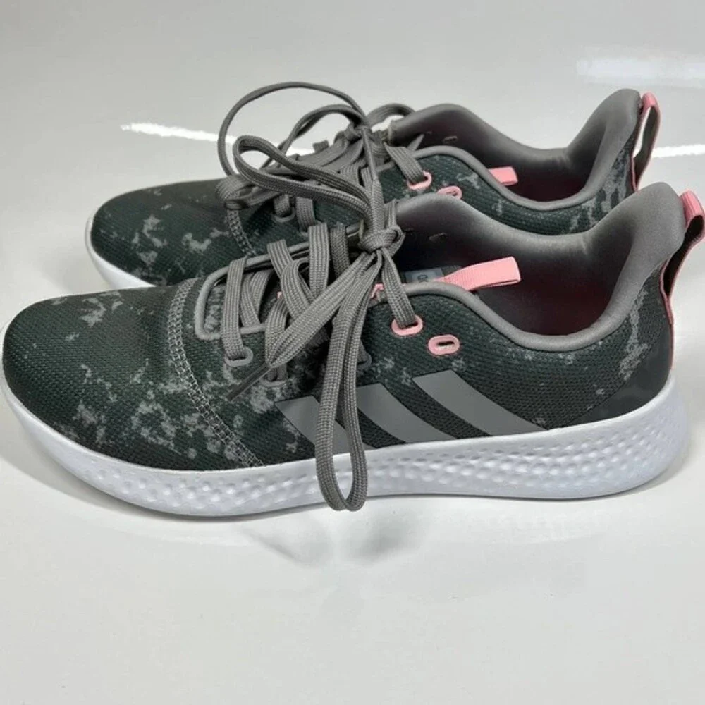 Adidas Cloudfoam PureMotion Women's Athletic Running Sneaker Camo Gray-Pink 11